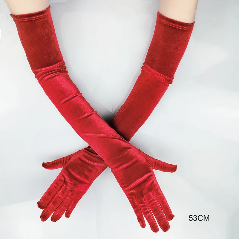 44 سنتيمتر/53 سنتيمتر/65 سنتيمتر الفاخرة المخملية النساء قفازات طويلة مثير الأسود مطاطا حفلة موسيقية آداب فستان الزفاف الرجعية اكسسوارات