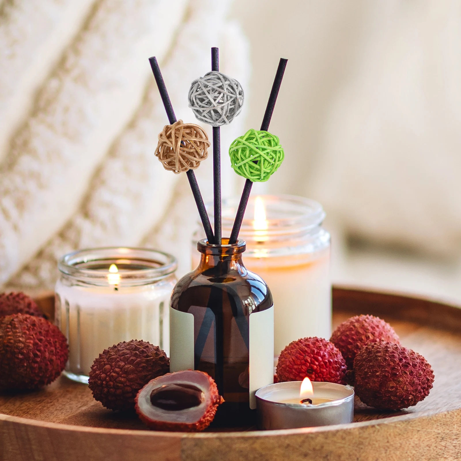 

100Pcs 3cm Rattan Balls Colorful Home Garden Christmas Party Decoration Craft Supplies Mixed Colors Rattan Ball