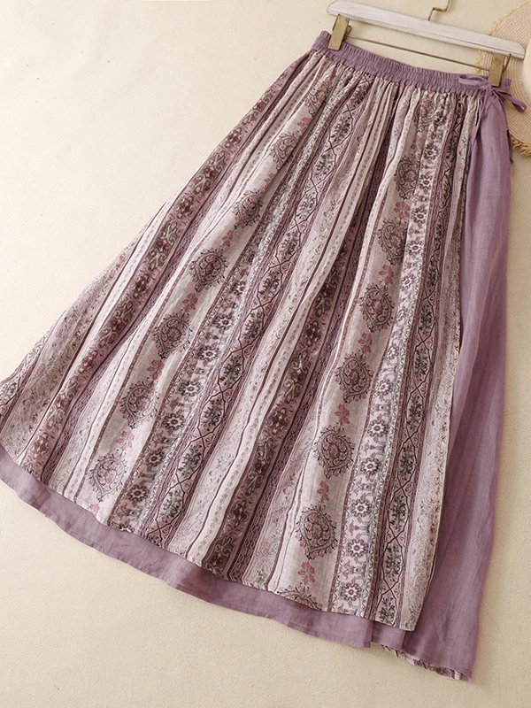 Korean Japanese Large Size Flo - Midi Skirt Floral 评论和价格