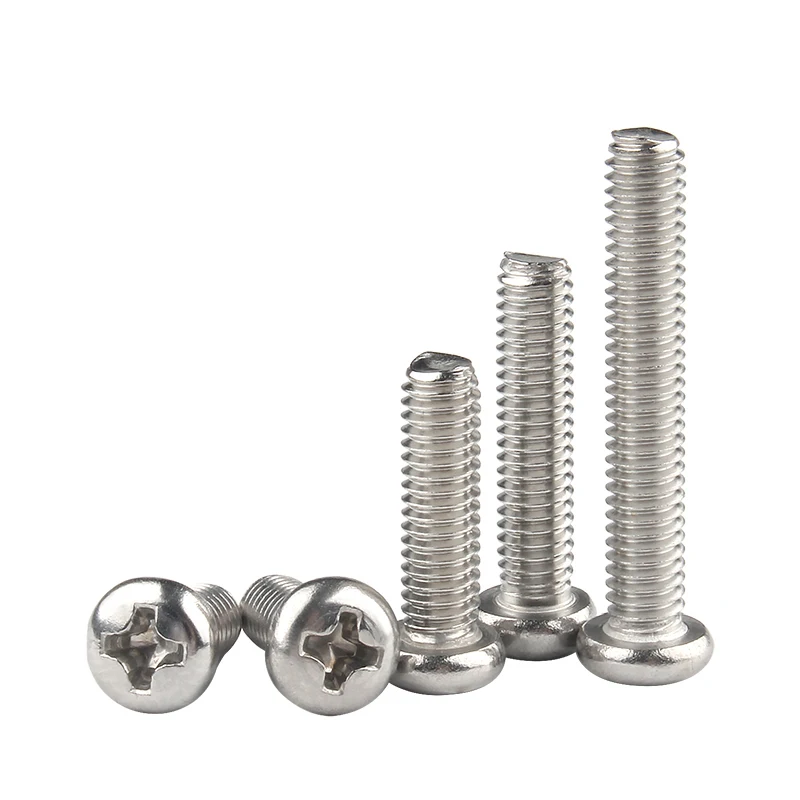 200/ 100/ 50pcs M1 M1.2 M1.4 M1.6 M1.7 M2 M2.5 M3 M3.5 M4 M5 304 Stainless Steel Phillips Cross Recessed Pan Head Screws DIN7985