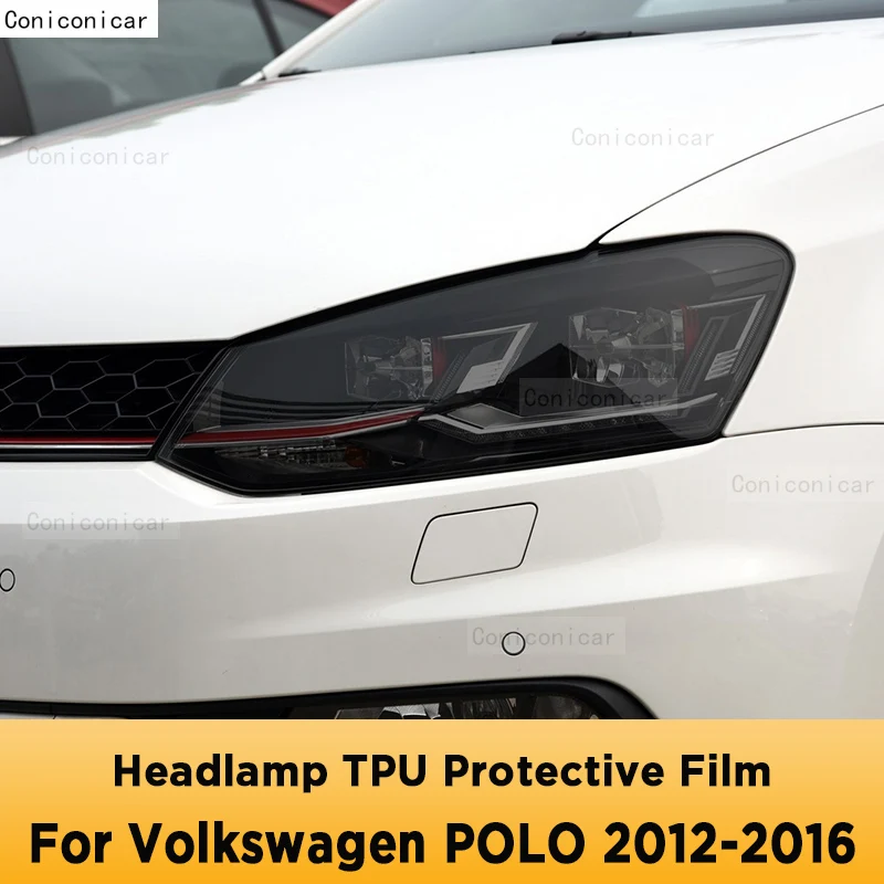 

For Volkswagen POLO 2012-2016 Car Exterior Headlight Anti-scratch Front Lamp Tint Cover TPU Protective Film Accessories Sticker
