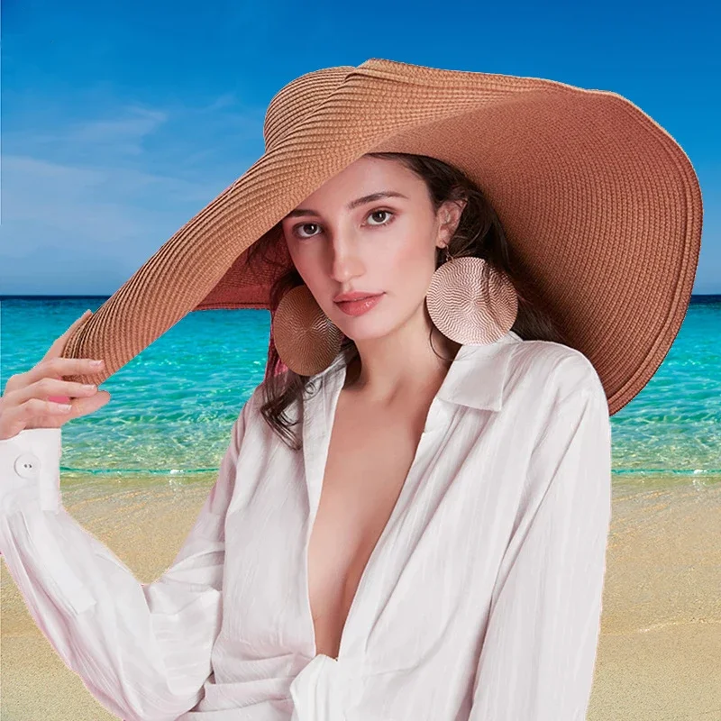 Multicolor Summer UV Protection Sunscreen Foldable Large Straw Hat Wide Brim Beach Hat New Floppy Breathable Photography Sun Hat