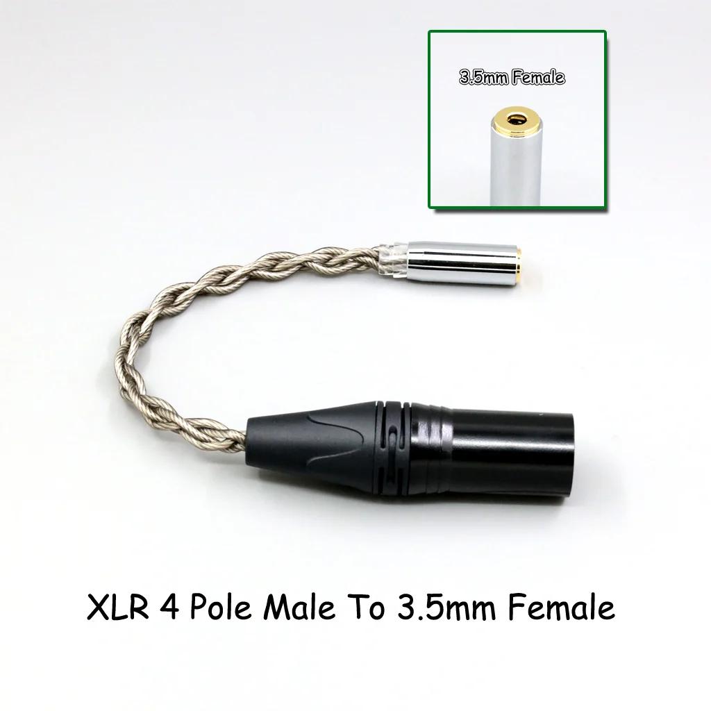 99 % reines Silber + Graphen versilbertes Schild-Kopfhörerkabel für 4,4 mm, 3,5 mm, 2,5 mm XLR 6,35 mm Stecker auf Buchse, Adapter-Konverter – Detail 21