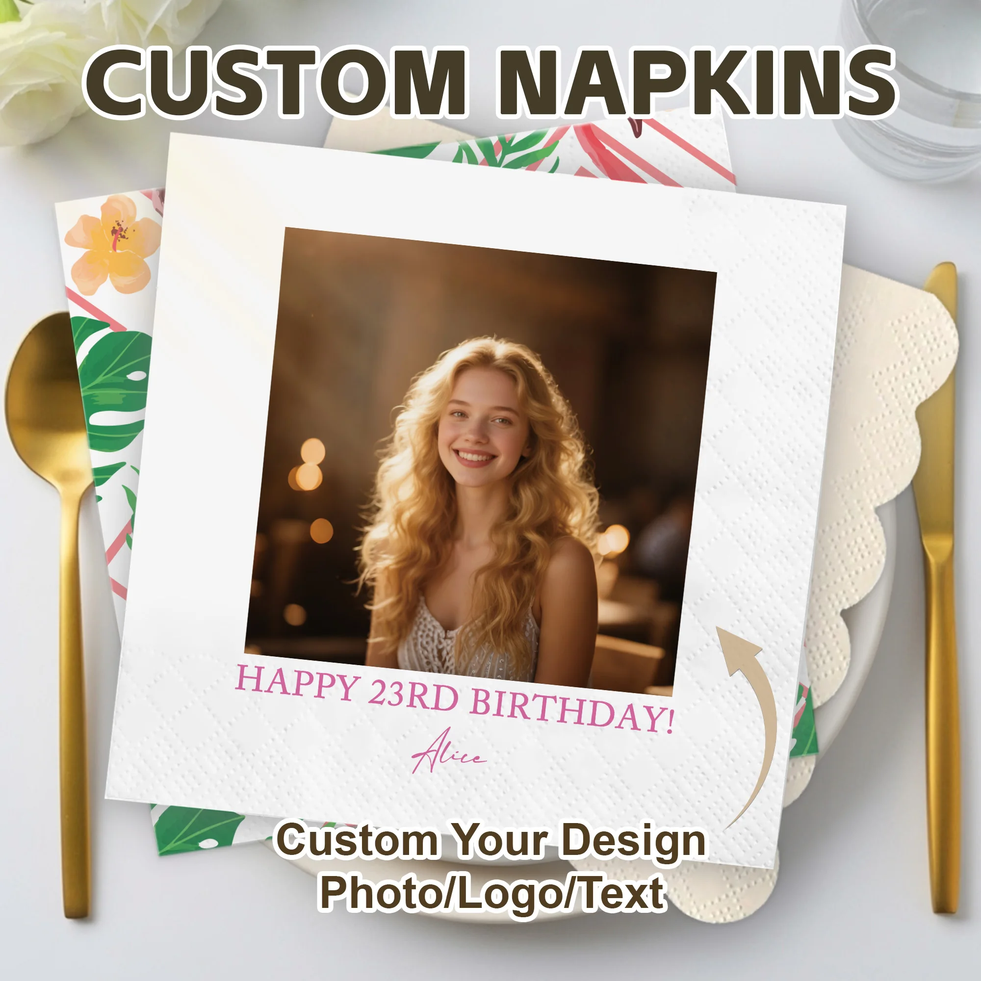 

Personalized Paper Napkins of Your Design Decoupage paper Napkins Custom napkins for Wedding Baby Shower Birthday Hen Party Deco