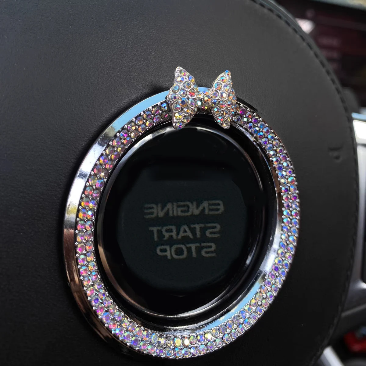 Bague décorative Bling avec strass pour bouton de démarrage de voiture, couvercle de bouton de démarrage/arrêt du moteur à un clic