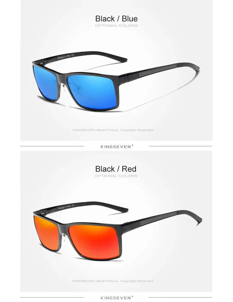 KINGSEVEN Aluminium Polarisierte Sonnenbrille Für Männer UV400 Schützen Anti-reflexion Gläser Männlich Fahren Radfahren Brillen Zubehör – Detail 9