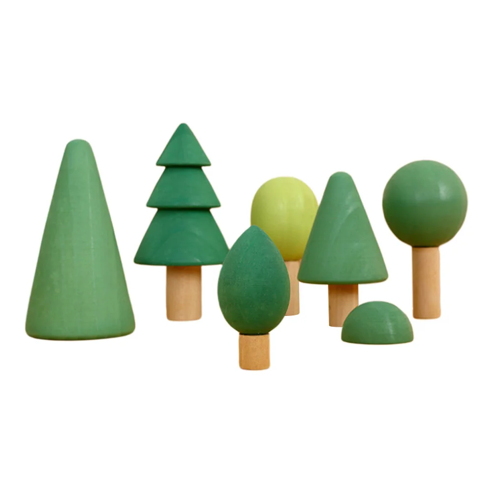 Forest Building Blocks Toy Tree Kids Children Wooden Puzzle Puzzles Stacking Game Miniature