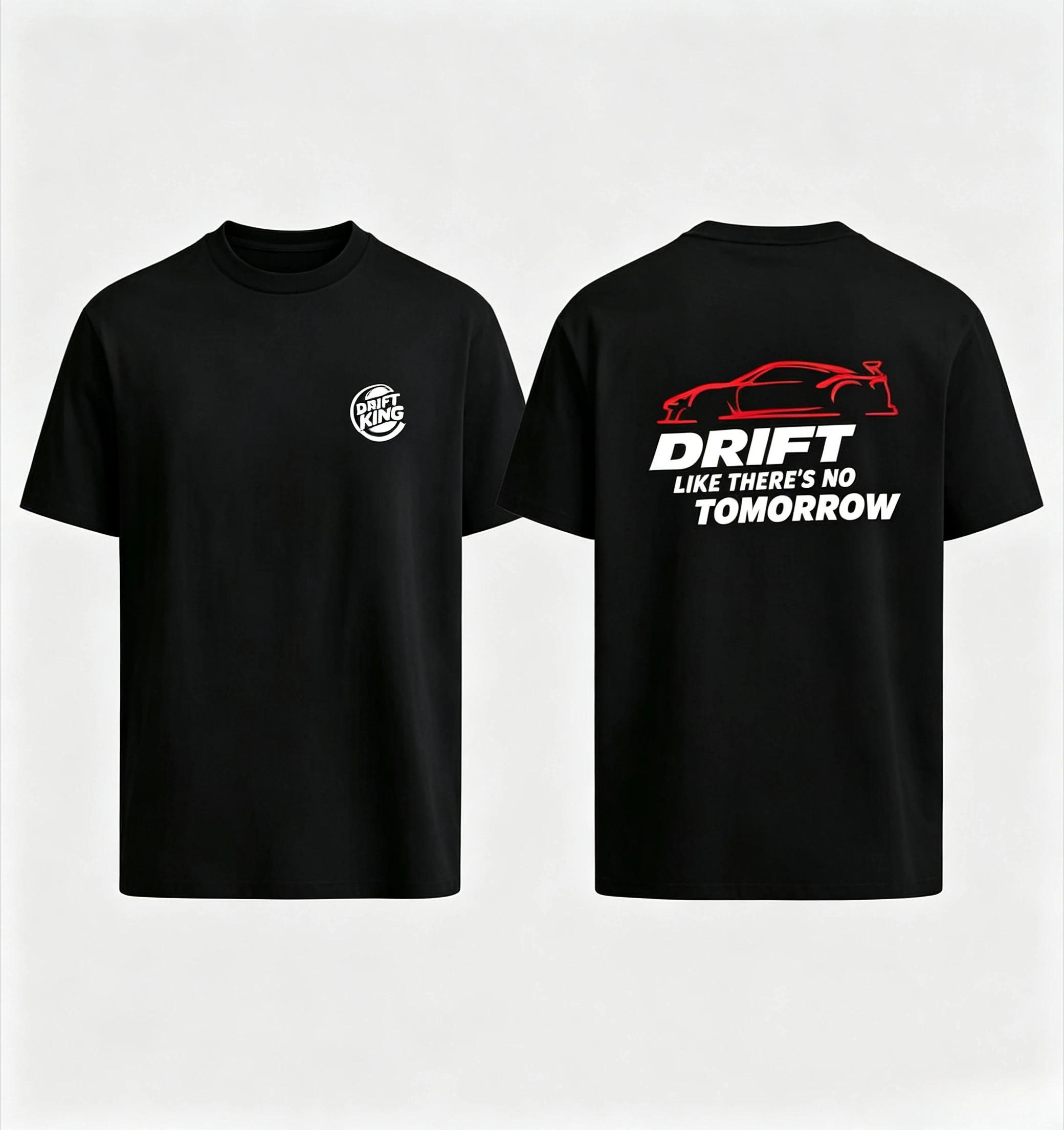 2026 Vintage T-Shirt Drift Sports Car Line Graphic Unisex Tee Couples Matching Crew Neck Front Back Print Auto Racing Streetwear