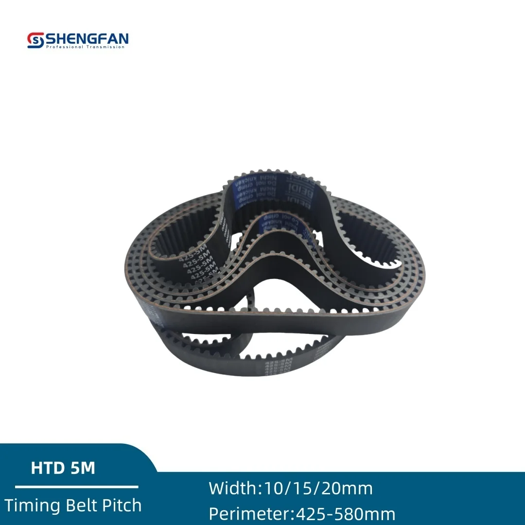 HTD 5M Rubber Closed Loop Timing Belt Width 10mm 15mm 20mm Length 425mm~580mm HTD 5m 425 430 435 440 450 460 465 470 475 480mm