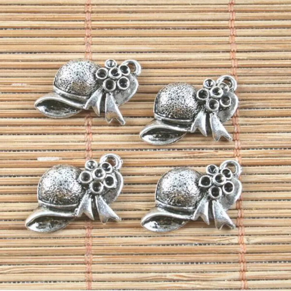 

14PCS 22x13mm hole:1mm ANTIQUED SILVER LADY HAT DESIGN PENDANT CHARMS H5047