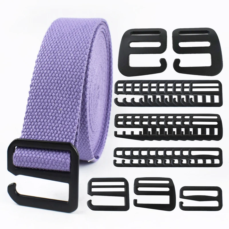 

8Pcs 20/25/32/38mm Black Metal Buckles G Ring Hook Bags Strap Tri-Glide Slider Clasp Backpack Adjust Buckle Hardware Accessories