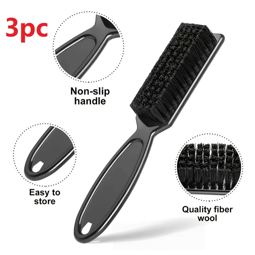 3pcs Retro Oil Head Brush, Broken Hair Cleaning Brush, Men's Beard Brush, Soft Hair Brush, Hair Cutting Carving Small Brush