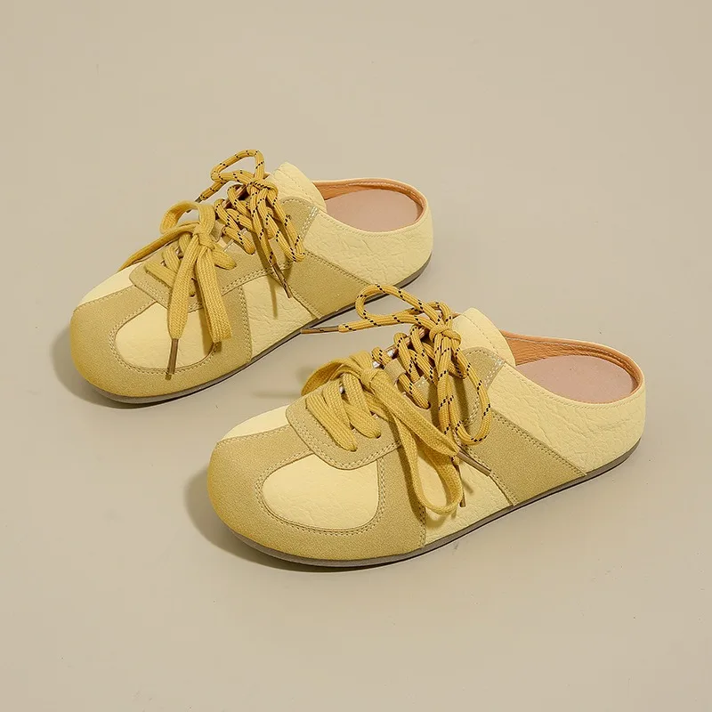 المرأة موضة الترفيه تنوعا الرياضة نصف السحب أحذية مسطحة أحذية رياضية جديدة الصيف المرأة الدانتيل يصل صندل كاجوال Sandalias Mujer #3