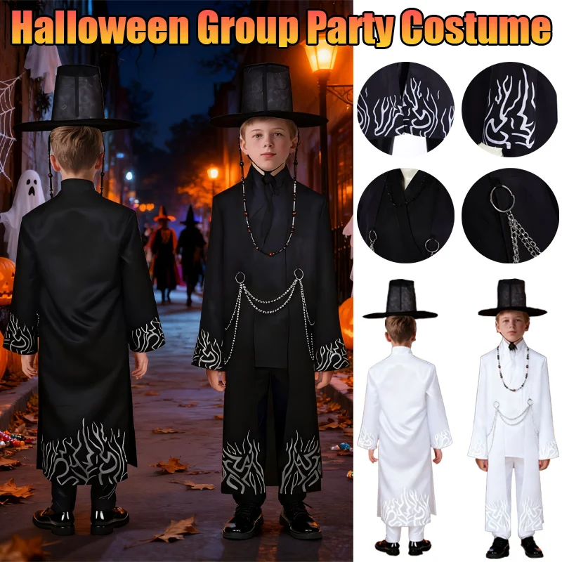 

Kids Halloween Jinu Saja Cosplay Costume - Demon Hunter Boys Suit (Hat+Coat+Pants) for Group Party