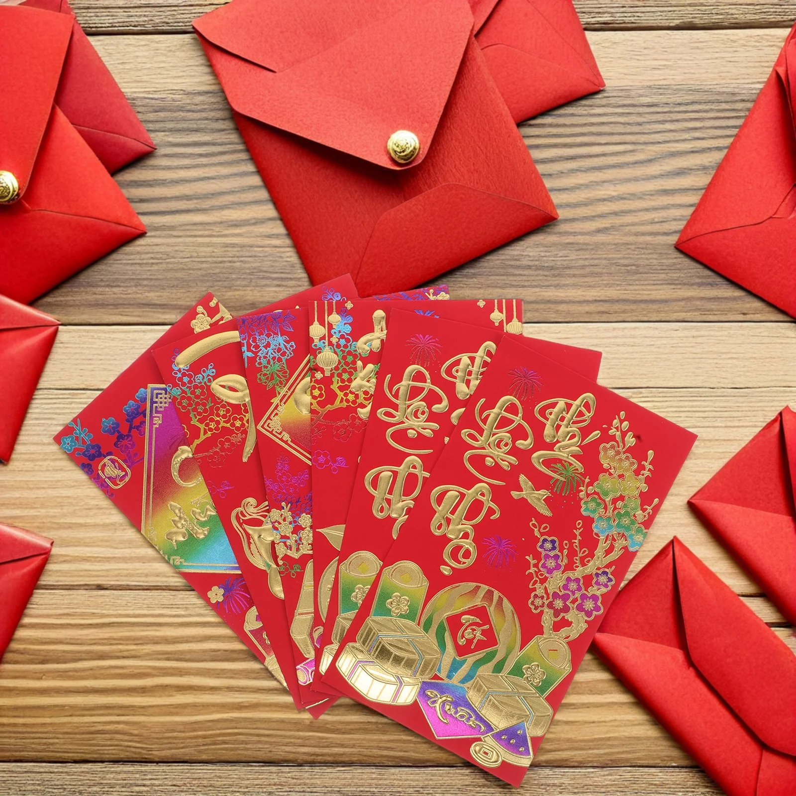 ซองอั่งเปาแดงปีม้า 48 ชิ้น ซองใส่เงินแต๊ะเอียเวียดนาม ซองใส่เงินเทศกาลฤดูใบไม้ผลิ ซองใส่เงินอั่งเปาแดง