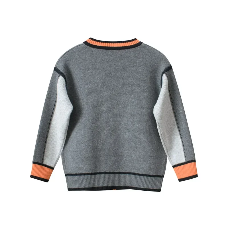 Spring Autumn New 2024 Children's Sweater Long Sleeve V-Neck Knitted Boys Coat Single Breasted Jacket Kids Outwear Dropshipping