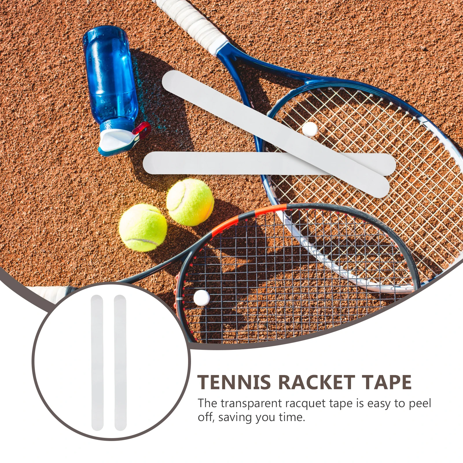 

2 шт., защитная лента для теннисной рамы из ТПУ, прозрачный, прочный, легкий, портативный намоточный ремень для ракетки для бадминтона, ручка