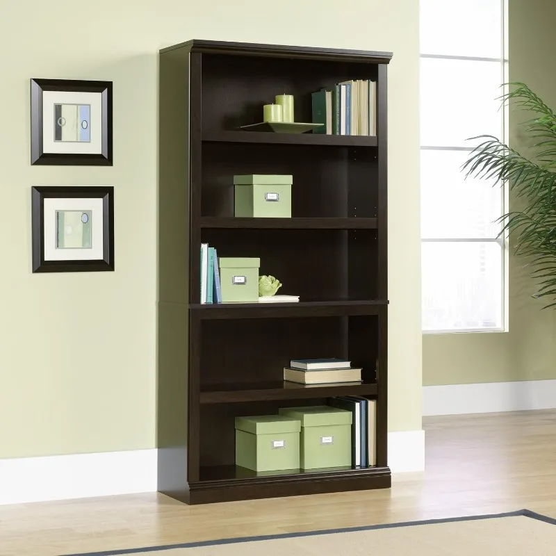 Miscellaneous Storage 5 Bookcase/Book Shelf, Three Adjustable Shelves Quick and Easy Assembly with Slide-on Moldings