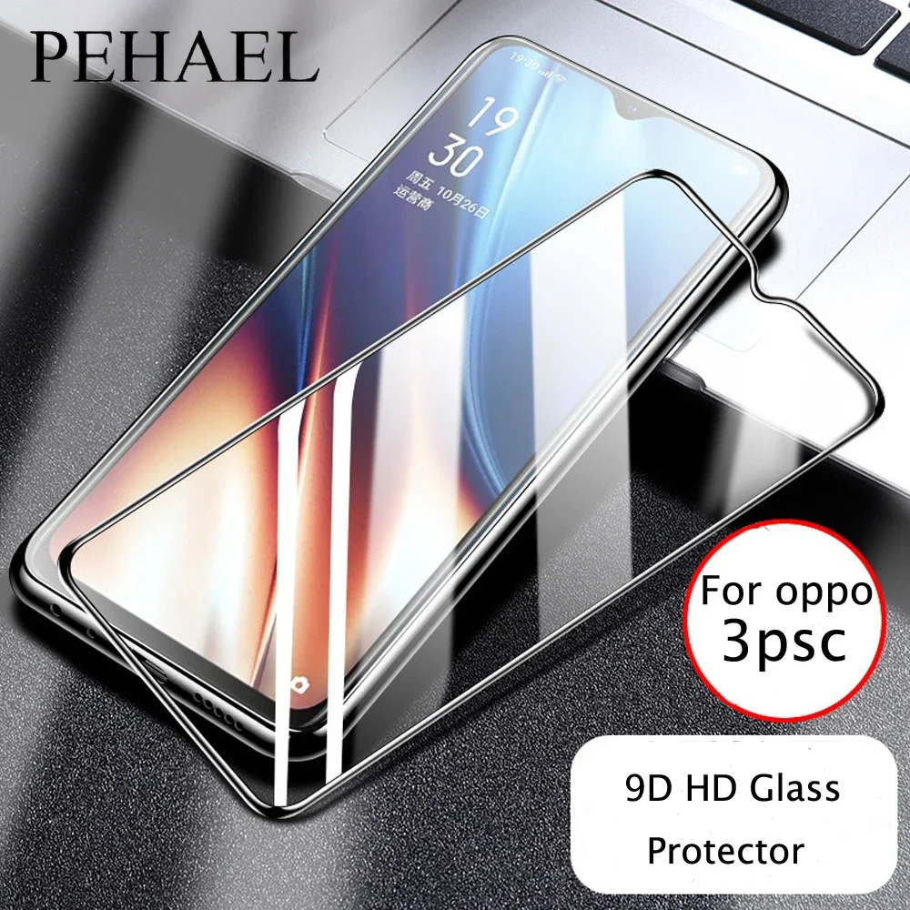 PEHAEL 3Pcs Full Cover Black Edge HD Tempered Glass Screen Protector For OPPO RENO 5 A95 A96 F11 PRO RENO5PRO 5G F9 R15 F17