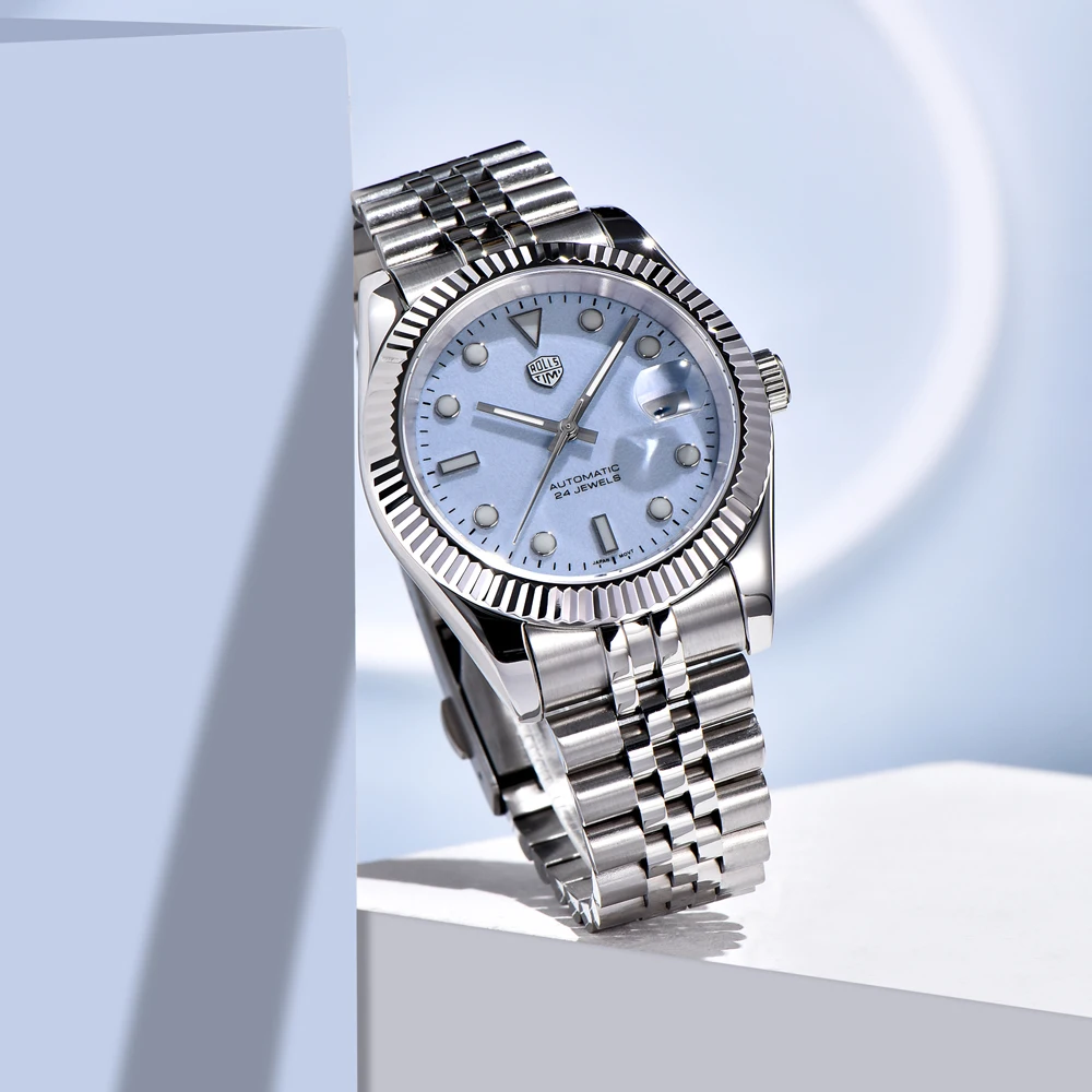 2025 ใหม่ Rollstimi ออกแบบแบรนด์ผู้ชายอัตโนมัติวันที่นาฬิกา Sapphire คริสตัลเรืองแสงนาฬิกากันน้ํา 100M นาฬิกา