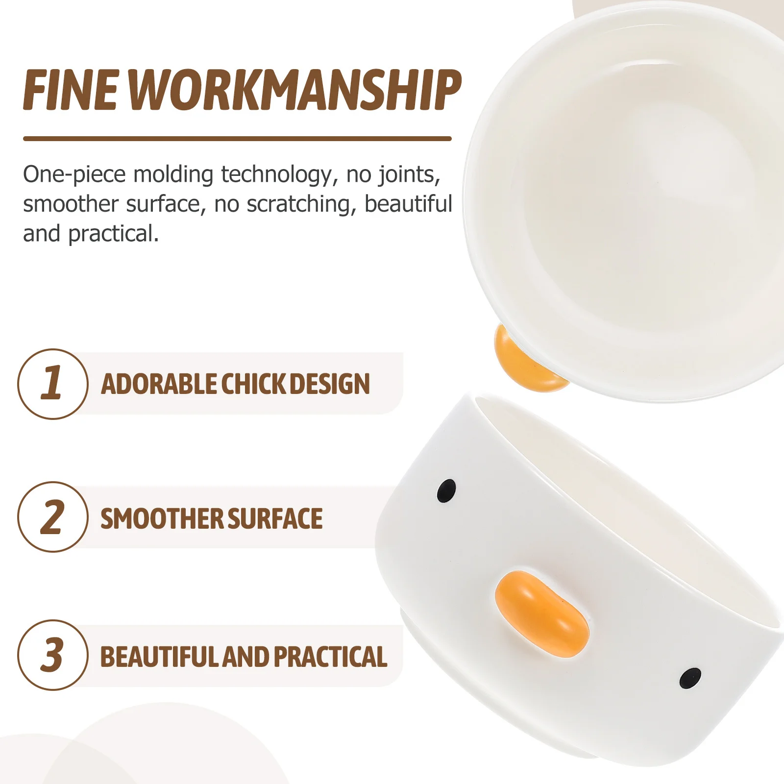 

Chick Design Ceramic Bowl Household Food Bowl Cartoon Style Multi-Functional Dessert Plate for Fruits Candy Snacks