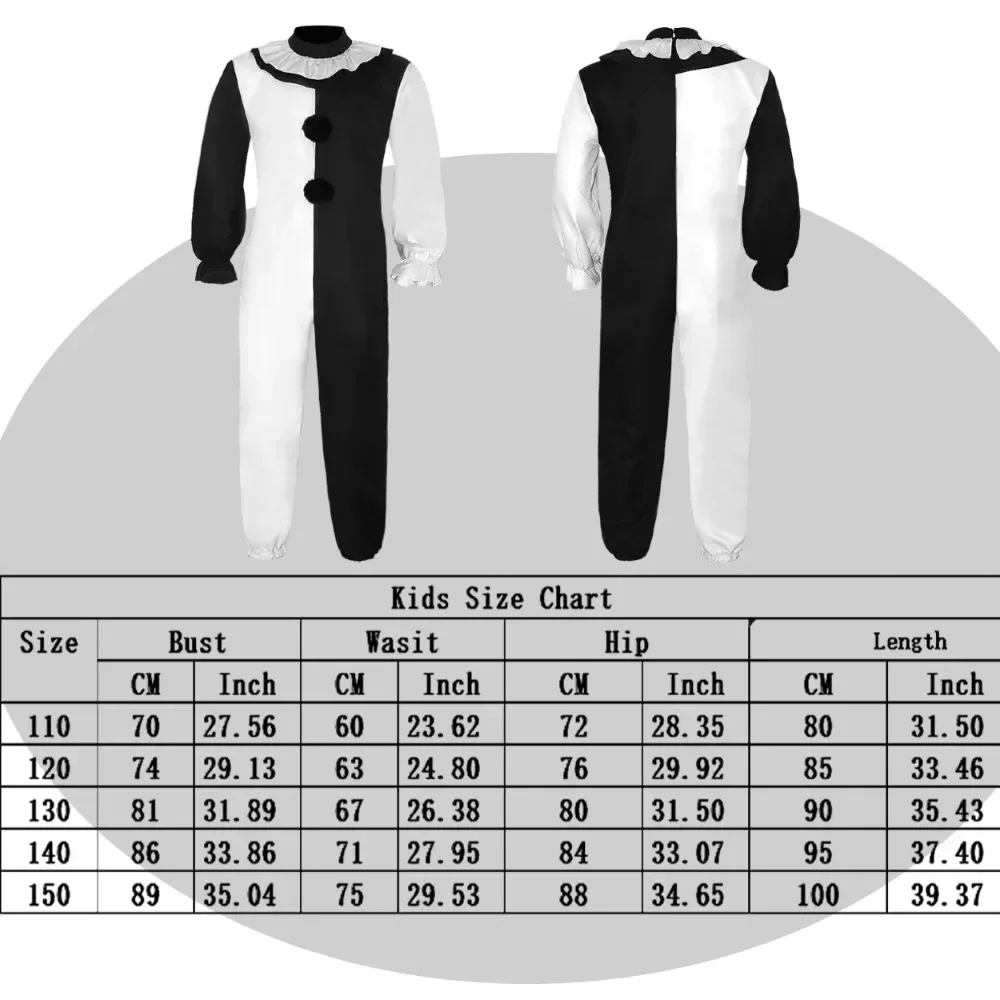 Terrifier Art Clown Costume Joker Cosplay Jumpsuit Girls Role Play Fancy Dress Up Horror Dress Suit Halloween Carnival Party