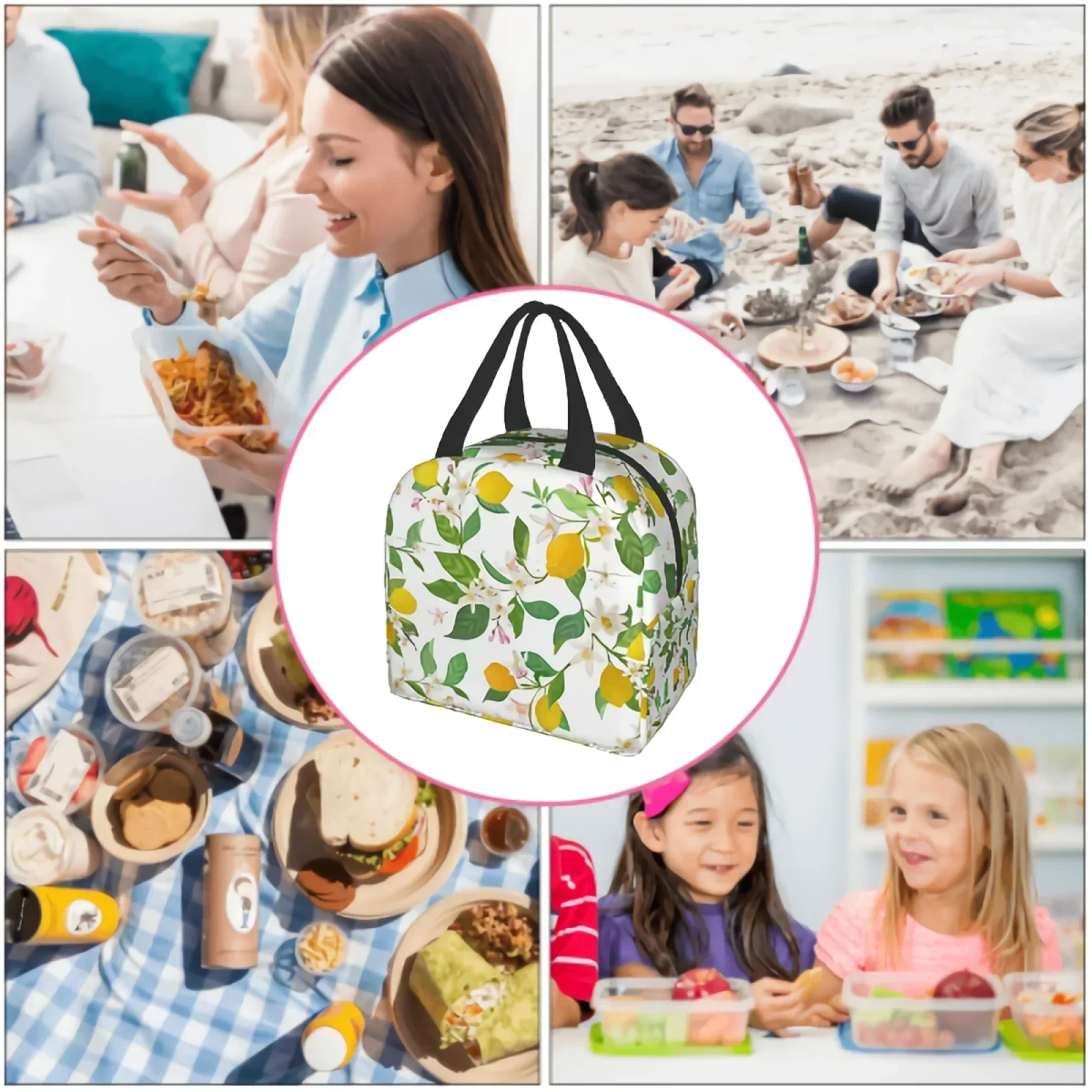 Borsa per il pranzo termica con albero di limone, contenitori per il pranzo termico, per donne, uomini, shopping, ufficio, scuola, picnic