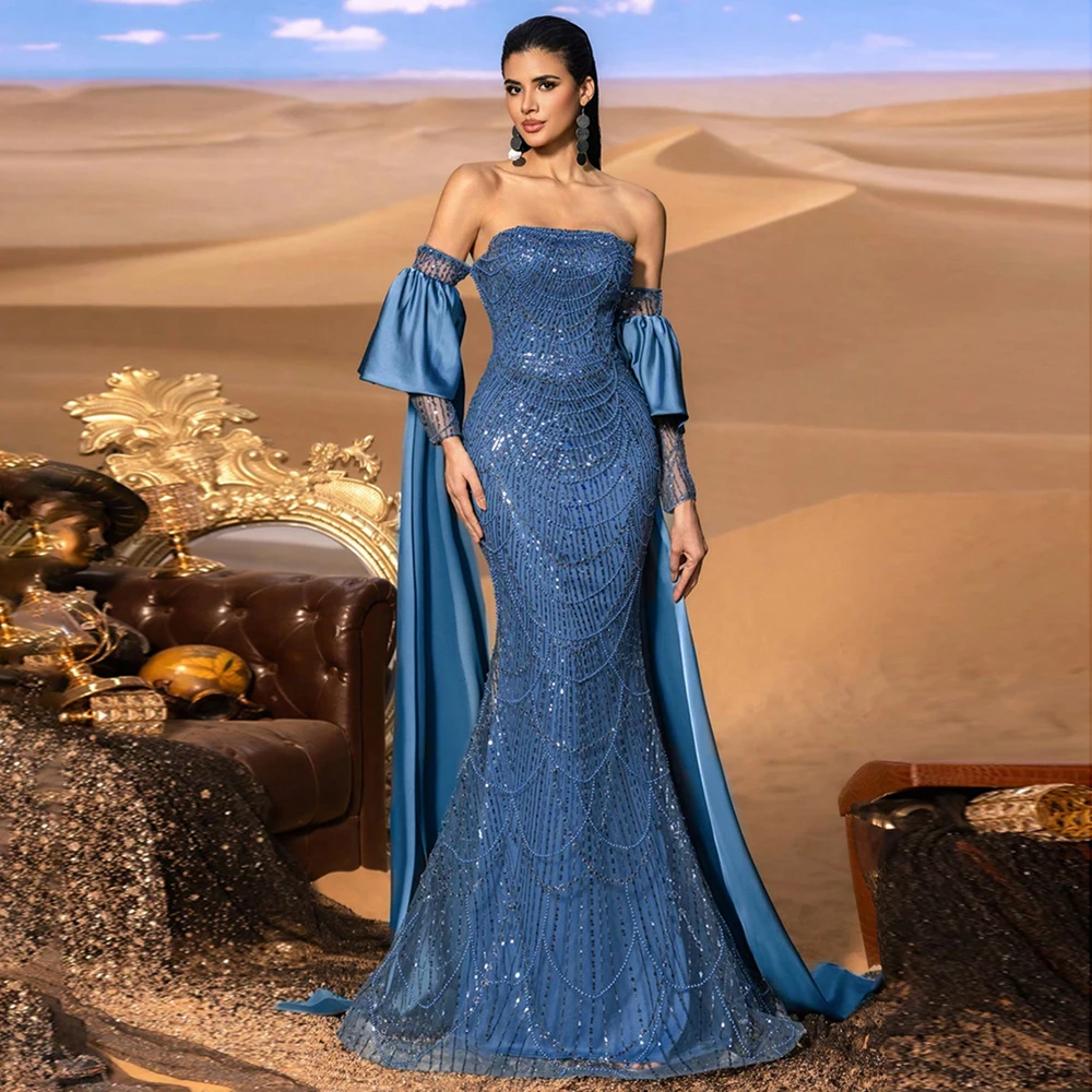 

Elegant Dubai Arabic Pearls Mermaid Dress Luxury Long Formal Gown for Women 2025 Birthday Evening Prom Wedding Party Customized