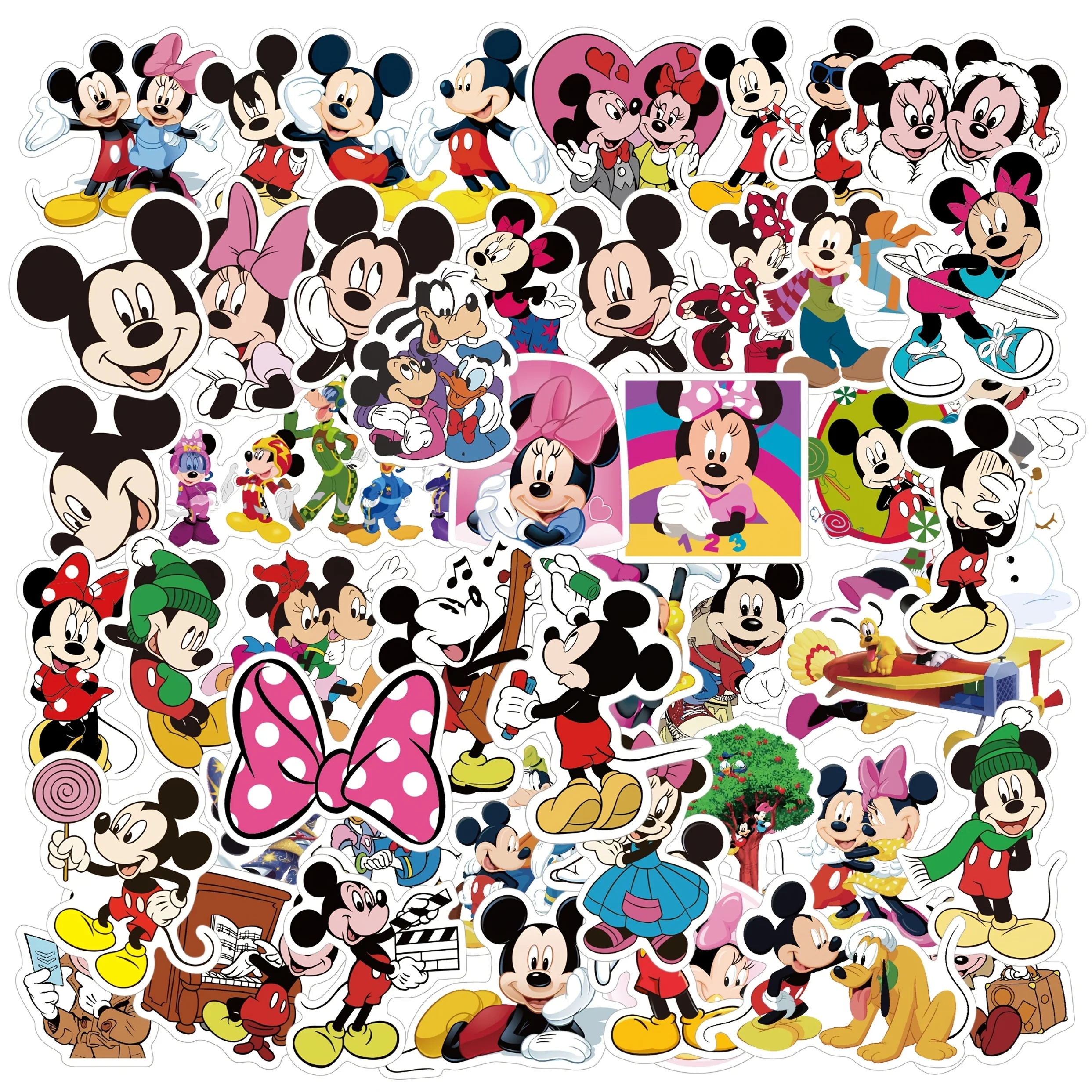 50 sztuk/zestaw Urocze naklejki graffiti z Myszki Miki Disneya, winylowe naklejki ścienne, romantyczne naklejki do dekoracji ścian sypialni