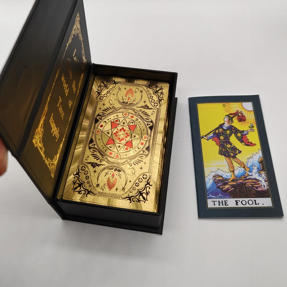 Klassische Waite Tarot Sammler Goldfolie Watro Tarot Plastikkarten Neue Rose Pink Oracle Divinationskarten Wasserdichtes Kartendeck – Detail 7