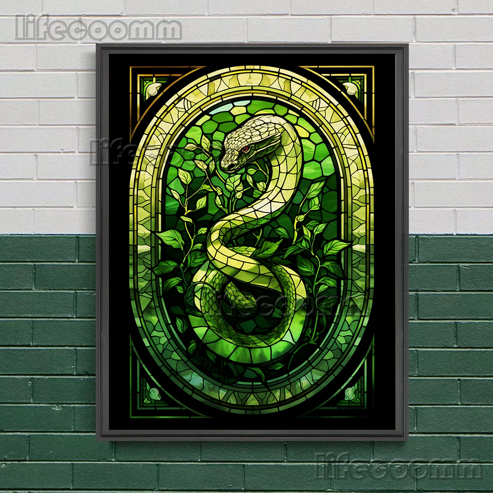 Magic School Four Colleges Abstract Wall Art Canvas Painting Ravenclaw,Hufflepuff,Slytherin Wizard