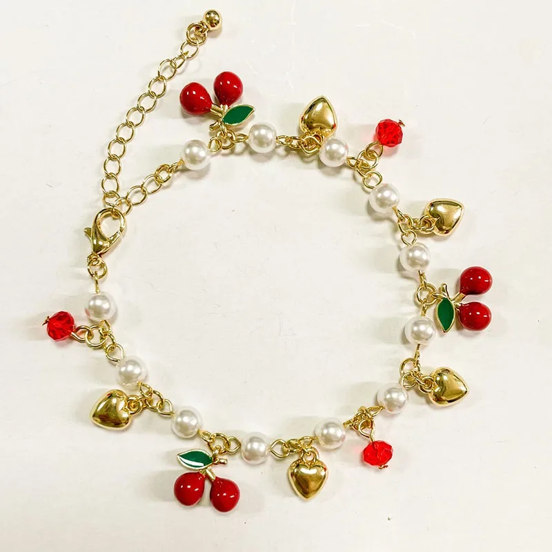 Women's Sweet Orange Beaded Plant Leaves Bracelet