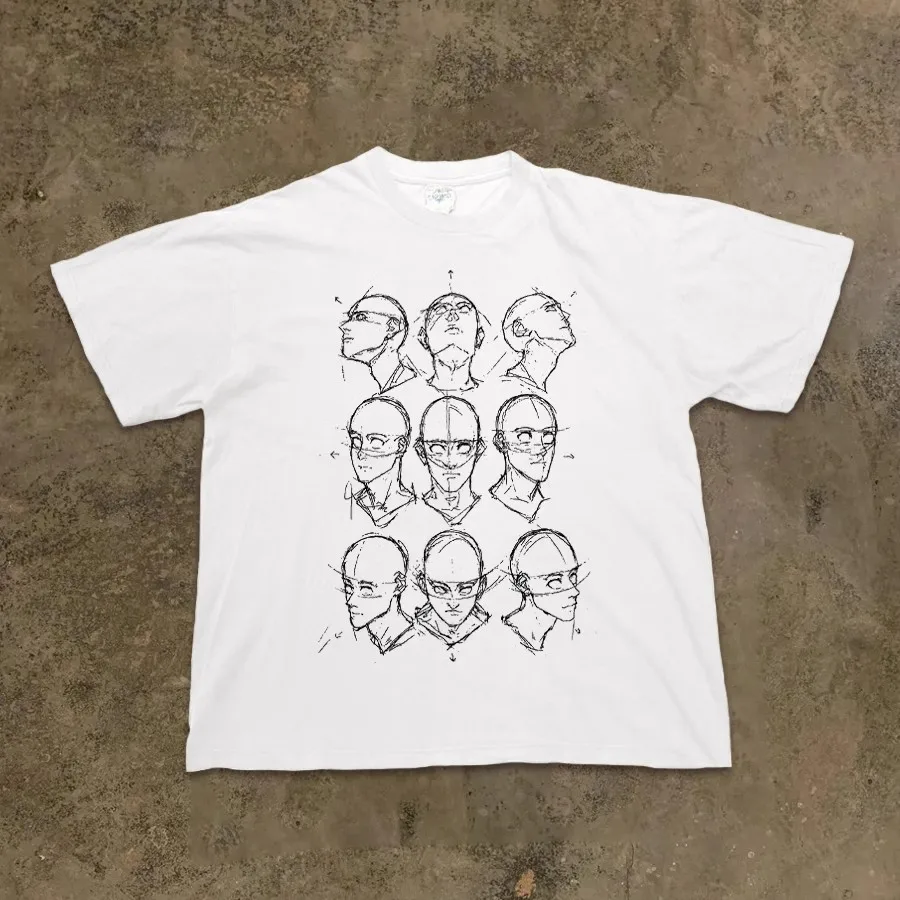 Cheng Story T-Shirt 260g Heavyweight Pure Cotton Vintage Feel Couple Short Sleeve Tops for Men And Women