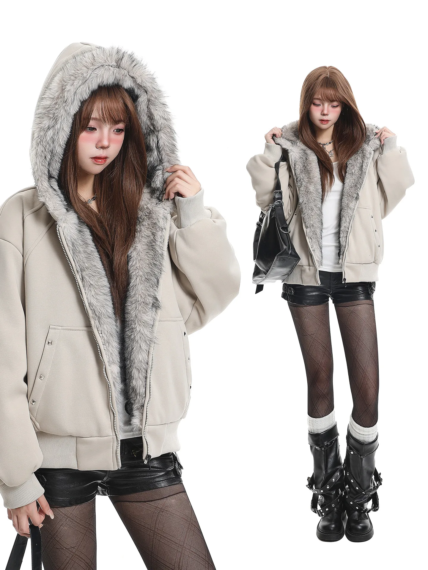 

Американский стиль: роскошная женская зимняя куртка с капюшоном, утепленная, с воротником из искусственного меха, теплая, с длинными рукавами, на молнии