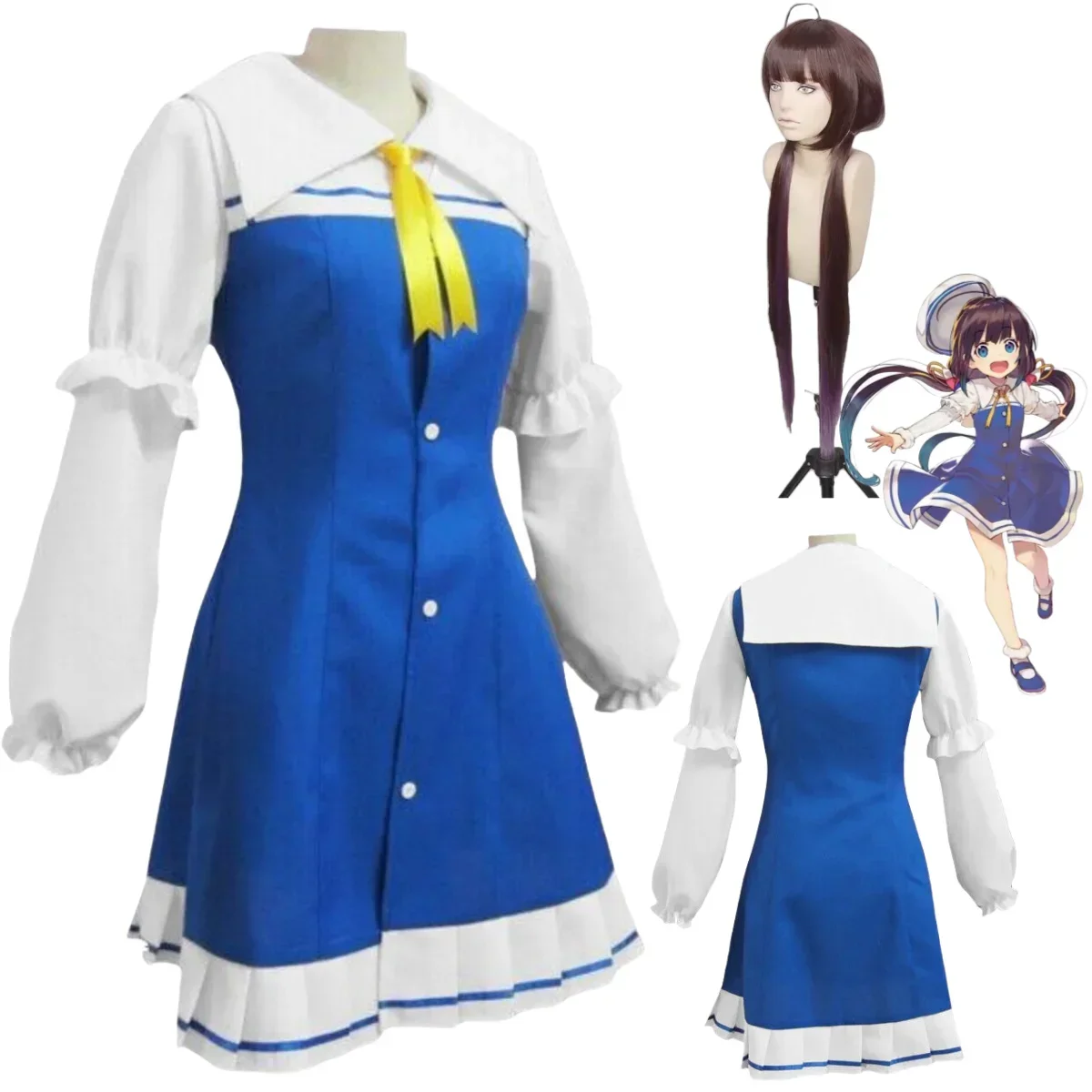 Le travail du jeu Ryuo n'est jamais fait! Hinatsuru Ai Cosplay Costume pour femme, perruque à col beurre, jupe Jk, fête d'anniversaire Kawaii, marin trempé