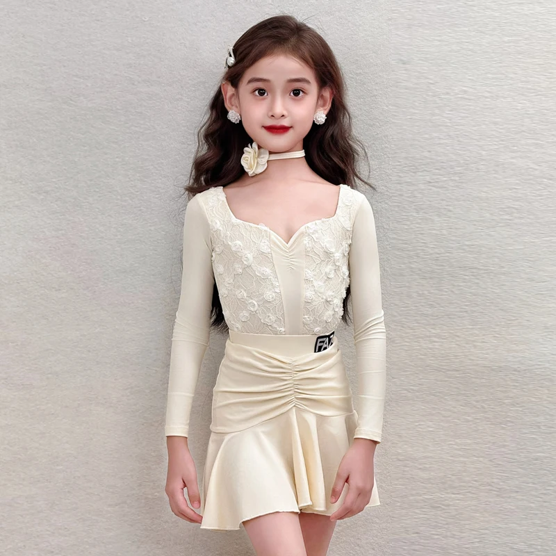 Children's Latin Dance Performance Dance Training Suit for Girls and Children's Dance Practice Performance Costume