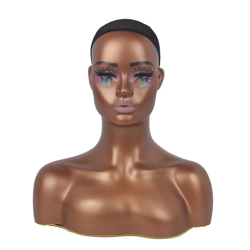 Black Female Realistic Mannequin Head Wig Display Accessory for Beauty Salon