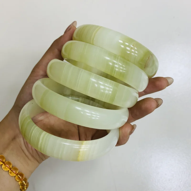 Natural Afghan Jadeite Flat Bracelet, Gift for Mother-in-law or Mom, Special Offer
