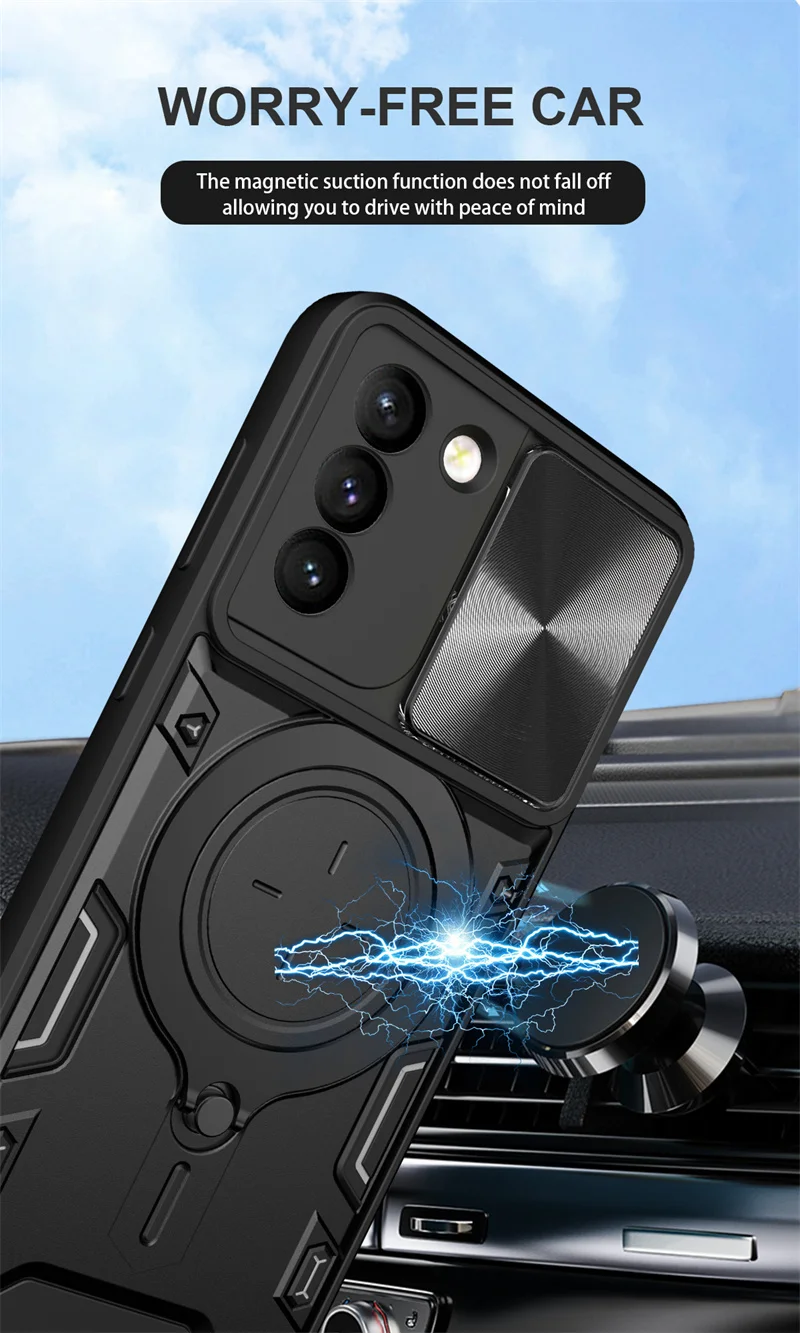 For Samsung Galaxy S21 Plus Case Shockproof Armor Magnetic Holder Ring Phone Cases For Galaxy S 21 FE S21 Ultra S21FE Back Cover image 2