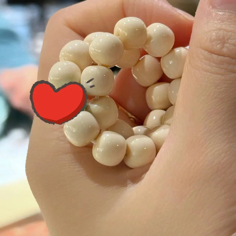 Natural Mammoth Ivory Old Single-Wrap Bracelet Beads round Accessories Material Primary Color Bead Plate Female