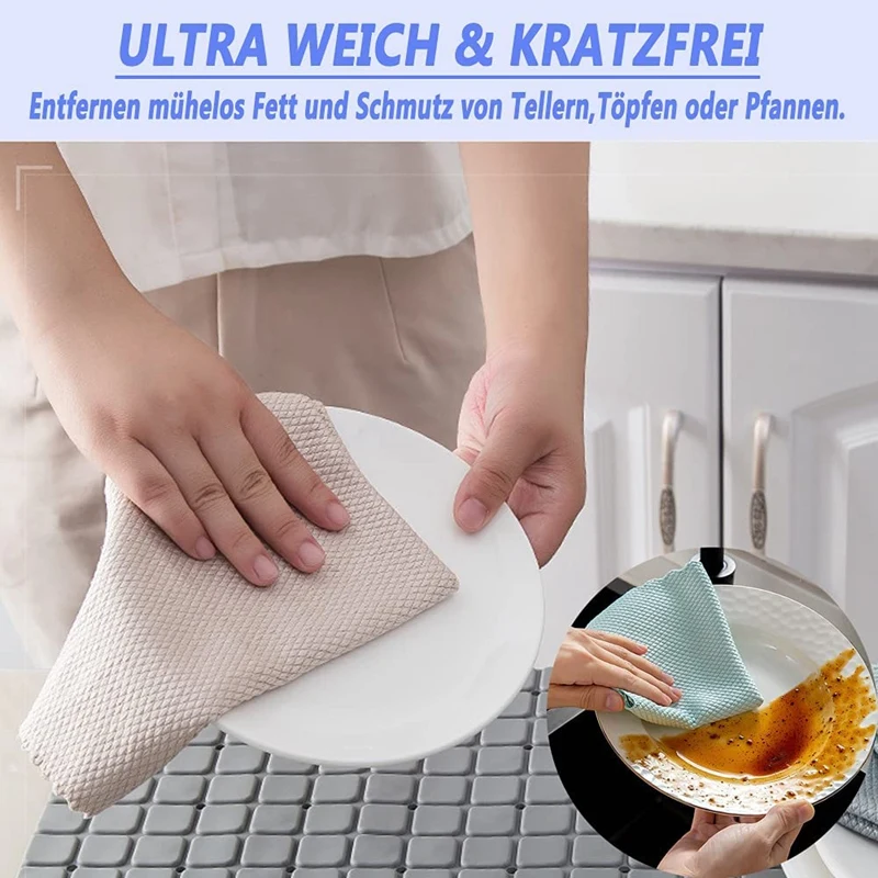 HOT SALE Scale Microfibre Cloths, Super Absorbent Wavy Fish Scale Cloths Without Marks, For Cleaning The Kitchen,Glass,12 Pieces