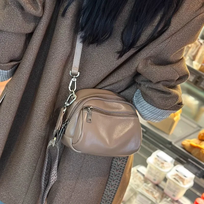 Vegetable Tanned Cowhide Small Handbag 2023 New Popular and Versatile Genuine Leather Women\'s Bag Ladies Shoulder Crossbody Bag