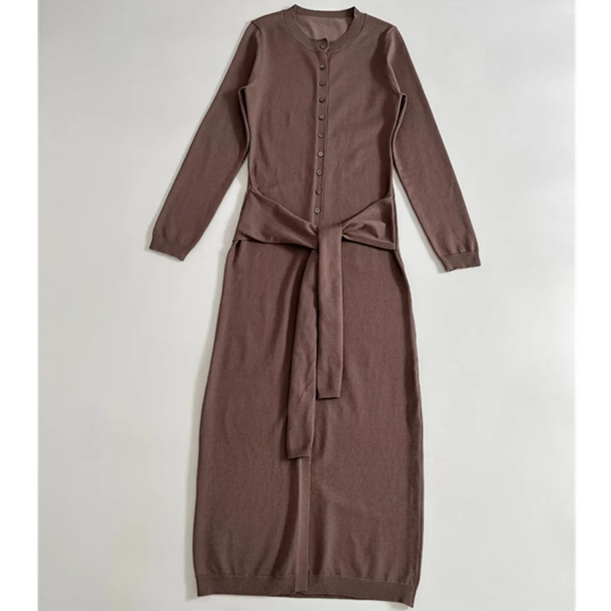 

Maxdutti 2026 Spring Minimalist Khaki Elegant Knitted Dress Shirt Style Midi Dress Elegant Party Dresses,Vestidos Womens Dresses