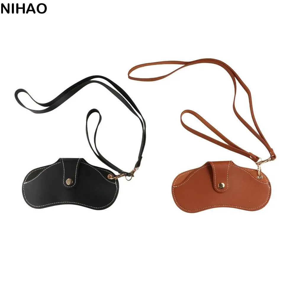 

Eyewear Protector Hanging Neck Sunglasses Case Wrist With Buckle PU Leather Glasses Case Eyewear Pouch Eyewear Cover