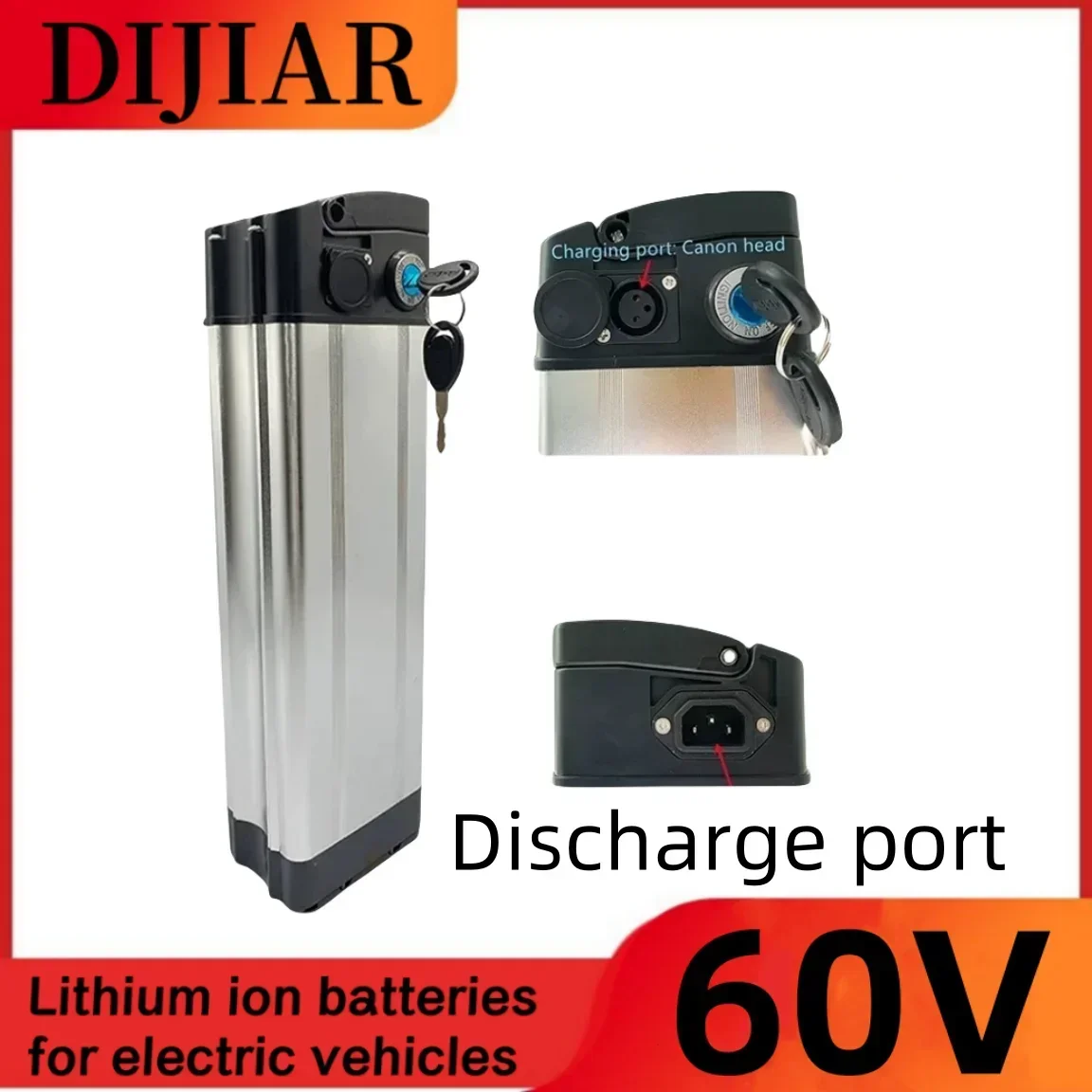 New Full Capacity Power 18650 Lithium Battery 60V10ah-50ah, Suitable for Silver Fish Style,+67.2V Lithium Battery Charger