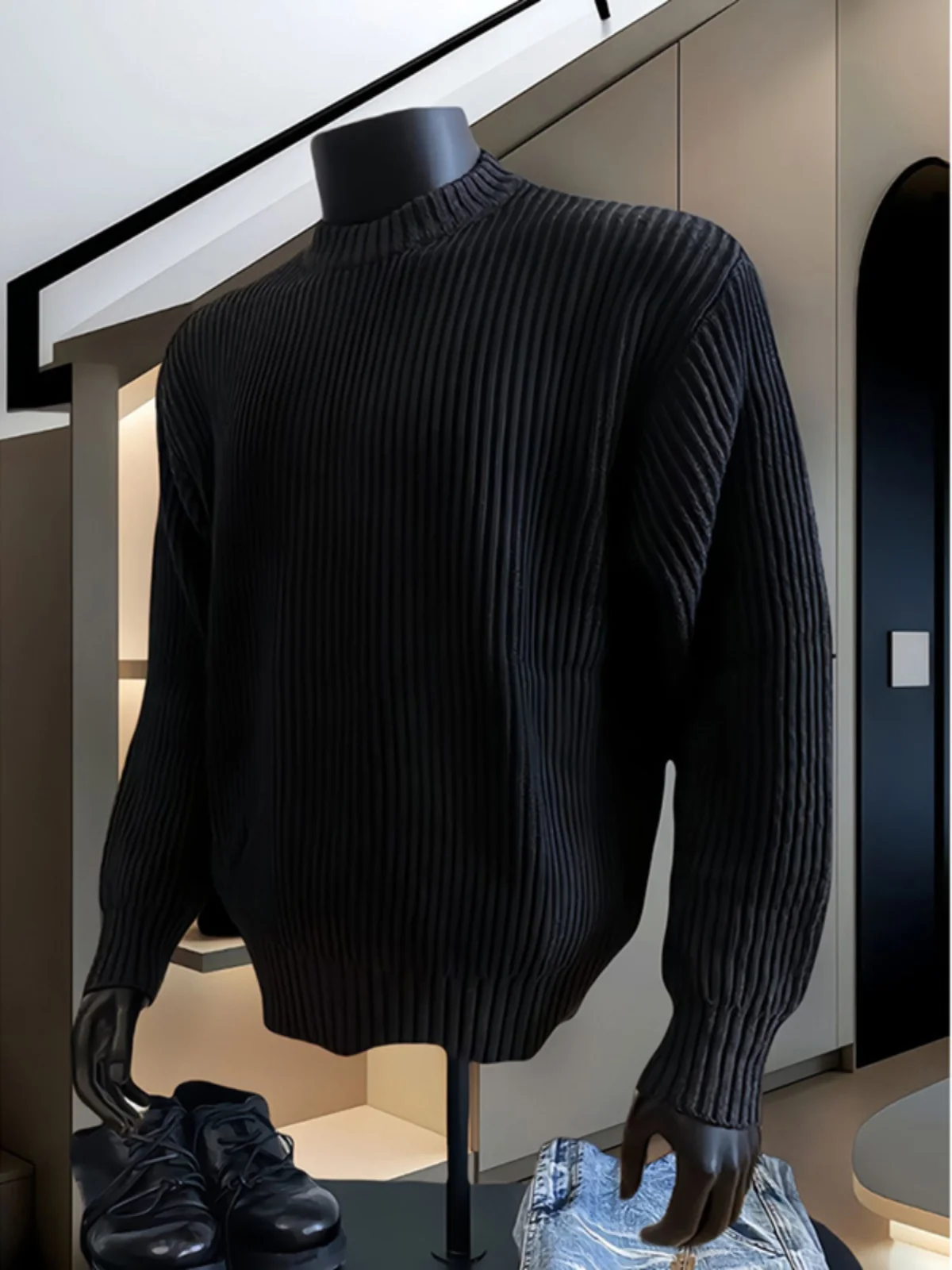 

Мужской вязаный свитер Cleanfit Bla f High Ne: осенне-зимний винтажный пуловер для ношения под одеждой, создающий ощущение роскоши и комфорта