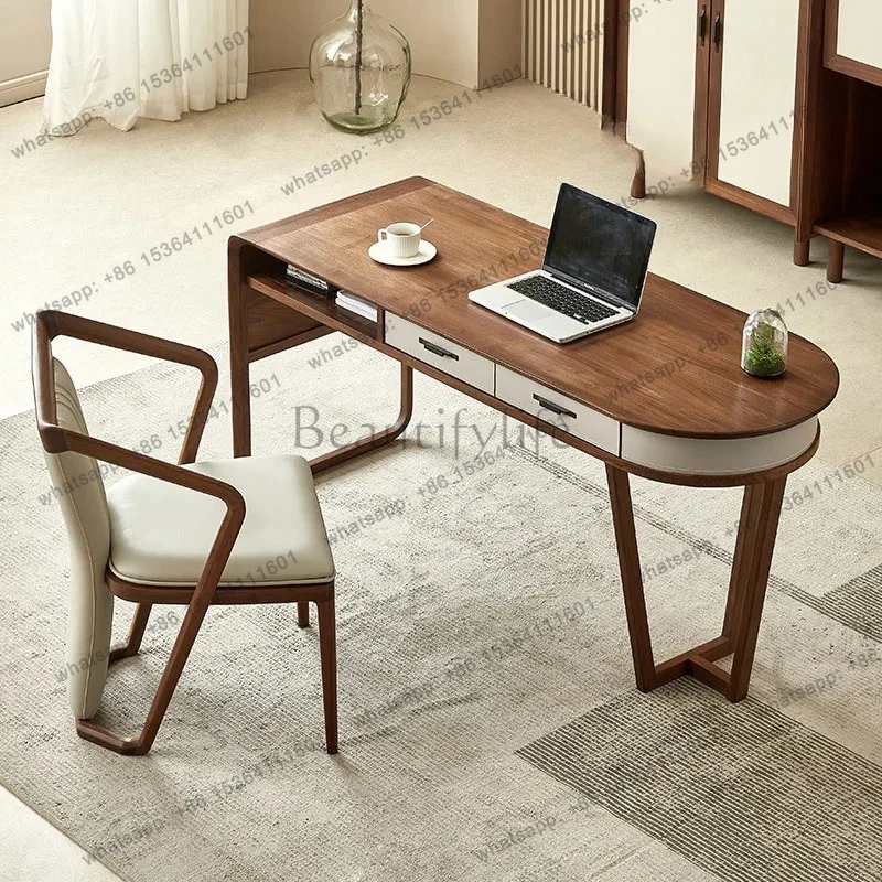 North American black walnut solid wood desk Italian saddle leather personalized home study writing desk