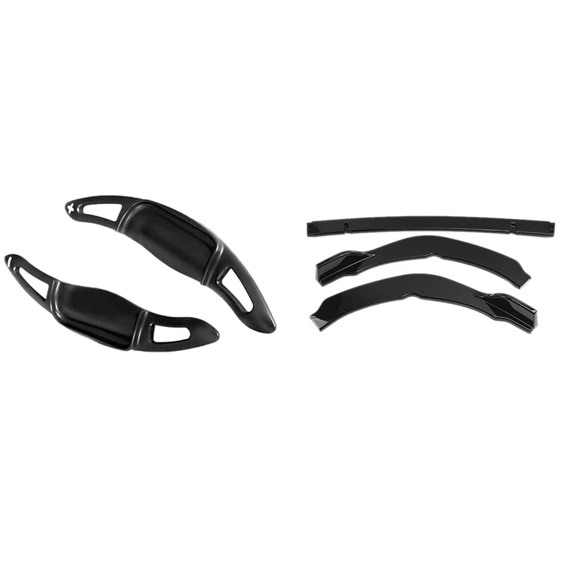 

1 Pair Steering Wheel Extension Shift Paddle Shifter & 3Pcs Painted Black Front Bumper Spoiler For Toyota Camry