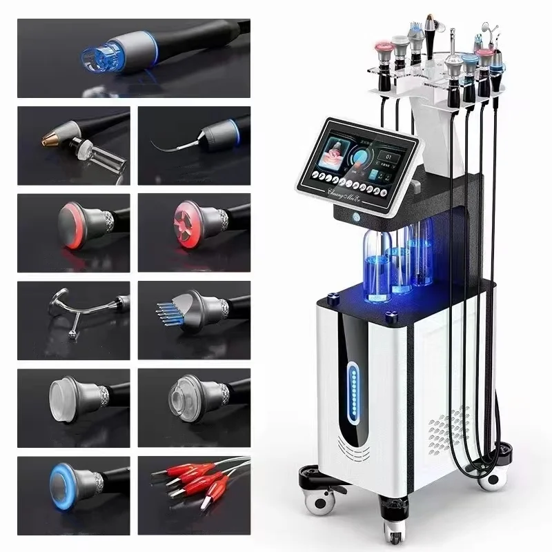 Diamante Jato De Limpeza Profunda, Aqua Faciais Cuidados Com A Pele, cravos removedor, Spa Profissional Máquina Facial, 11 em 1