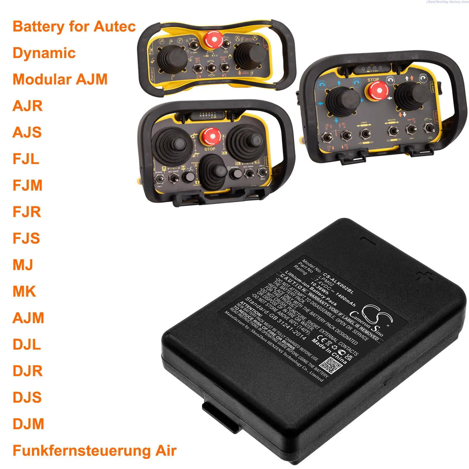 Cameron Sino 1400mAh Crane Remote Control Battery LPM02 for Autec Funkfernsteuerung Air, Dynamic,AJR AJS FJL FJM FJR AJM FJS MJ